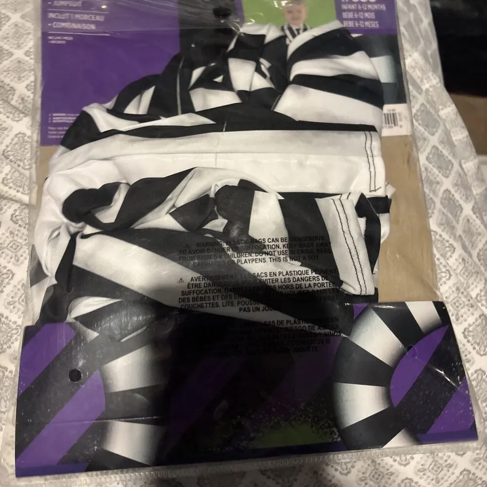 Beetlejuice Infant Costume 6-12 Months Halloween Party Dress Up Cosplay New - Picture 3 of 3